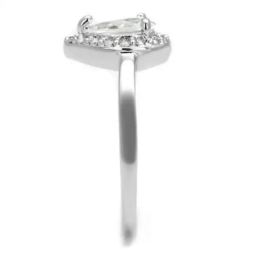 Alamode Rhodium Brass Ring with AAA Grade CZ in Clear - Alamode - Flyclothing LLC