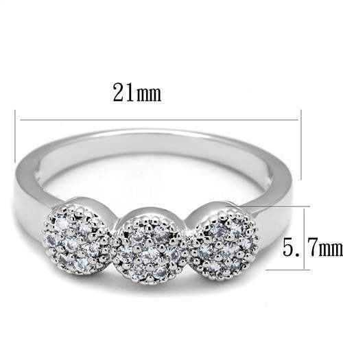 Alamode Rhodium Brass Ring with AAA Grade CZ in Clear - Alamode - Flyclothing LLC