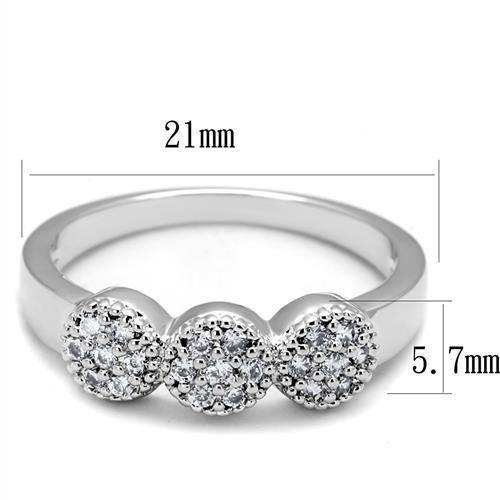 Alamode Rhodium Brass Ring with AAA Grade CZ in Clear - Alamode - Flyclothing LLC