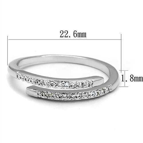 Alamode Rhodium Brass Ring with AAA Grade CZ in Clear - Alamode - Flyclothing LLC