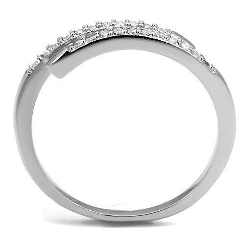 Alamode Rhodium Brass Ring with AAA Grade CZ in Clear - Alamode - Flyclothing LLC
