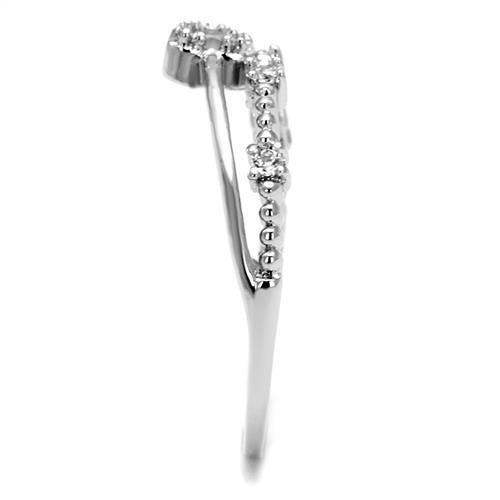 Alamode Rhodium Brass Ring with AAA Grade CZ in Clear - Alamode - Flyclothing LLC