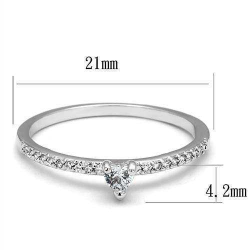 Alamode Rhodium Brass Ring with AAA Grade CZ in Clear - Alamode - Flyclothing LLC