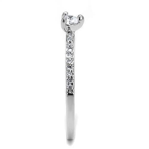 Alamode Rhodium Brass Ring with AAA Grade CZ in Clear - Alamode - Flyclothing LLC