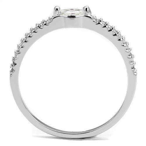 Alamode Rhodium Brass Ring with AAA Grade CZ in Clear - Alamode - Flyclothing LLC
