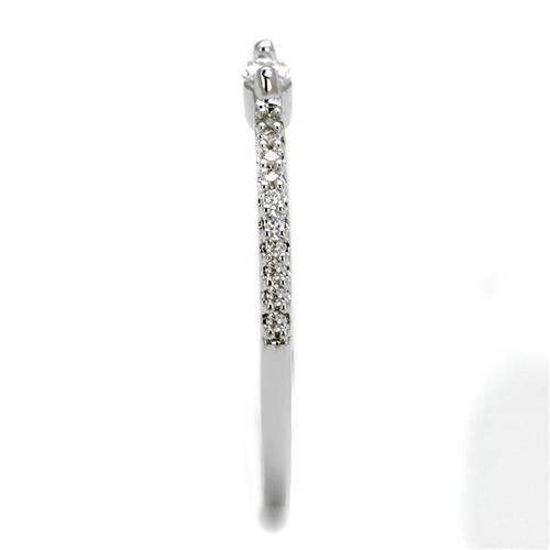 Alamode Rhodium Brass Ring with AAA Grade CZ in Clear - Alamode - Flyclothing LLC