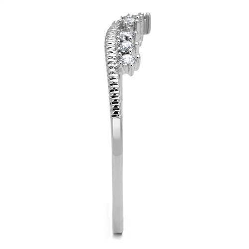 Alamode Rhodium Brass Ring with AAA Grade CZ in Clear - Alamode - Flyclothing LLC
