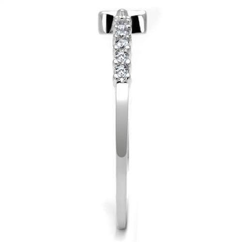 Alamode Rhodium Brass Ring with AAA Grade CZ in Clear - Alamode - Flyclothing LLC