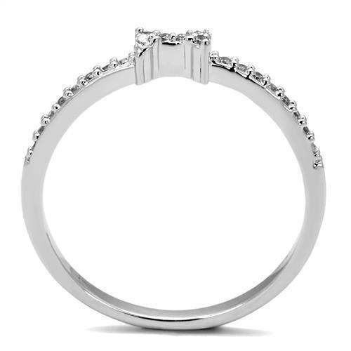 Alamode Rhodium Brass Ring with AAA Grade CZ in Clear - Alamode - Flyclothing LLC