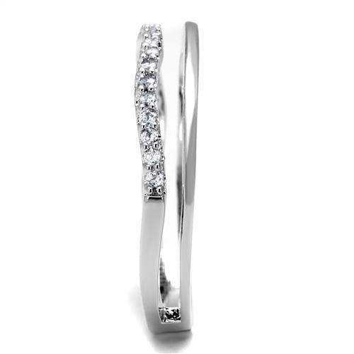 Alamode Rhodium Brass Ring with AAA Grade CZ in Clear - Alamode - Flyclothing LLC
