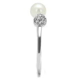 Alamode Rhodium Brass Ring with Synthetic Pearl in White - Alamode - Flyclothing LLC