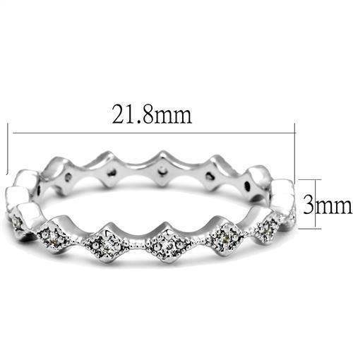 Alamode Rhodium Brass Ring with AAA Grade CZ in Clear - Alamode - Flyclothing LLC