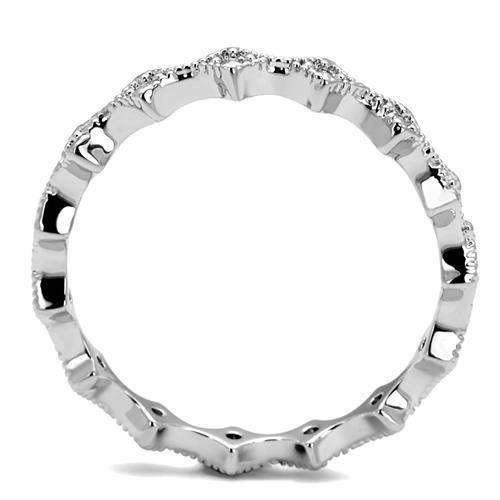 Alamode Rhodium Brass Ring with AAA Grade CZ in Clear - Alamode - Flyclothing LLC