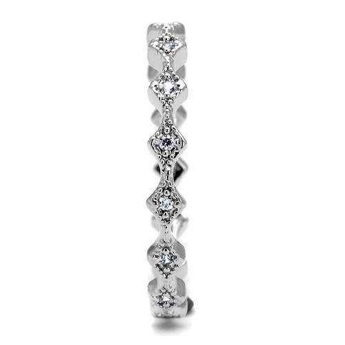 Alamode Rhodium Brass Ring with AAA Grade CZ in Clear - Alamode - Flyclothing LLC