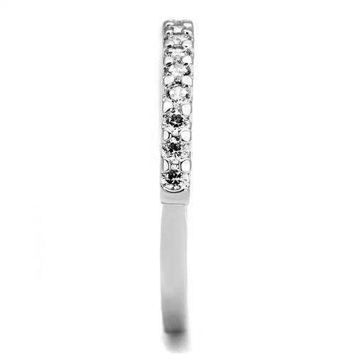 Alamode Rhodium Brass Ring with AAA Grade CZ in Clear - Alamode - Flyclothing LLC