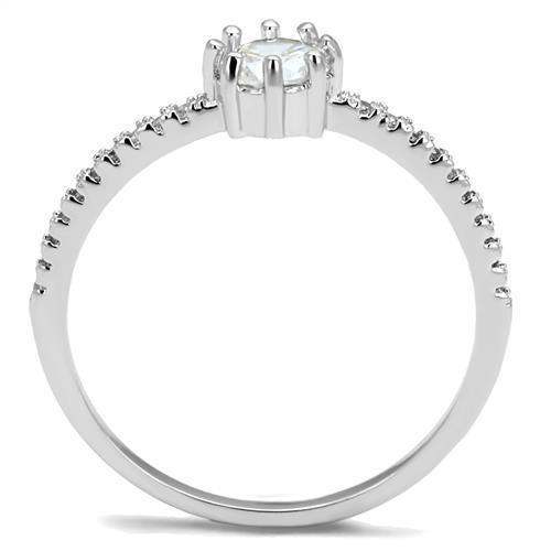Alamode Rhodium Brass Ring with AAA Grade CZ in Clear - Alamode - Flyclothing LLC