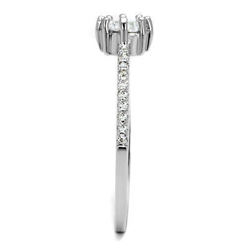 Alamode Rhodium Brass Ring with AAA Grade CZ in Clear - Alamode - Flyclothing LLC