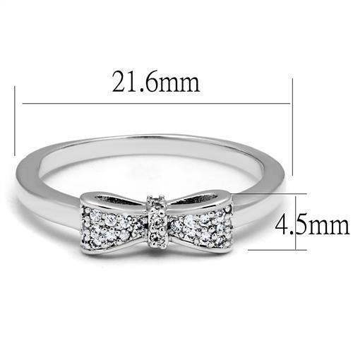 Alamode Rhodium Brass Ring with AAA Grade CZ in Clear - Alamode - Flyclothing LLC