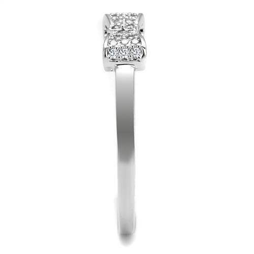 Alamode Rhodium Brass Ring with AAA Grade CZ in Clear - Alamode - Flyclothing LLC