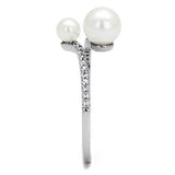Alamode Rhodium Brass Ring with Synthetic Pearl in White - Alamode - Flyclothing LLC