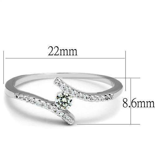 Alamode Rhodium Brass Ring with AAA Grade CZ in Clear - Alamode - Flyclothing LLC