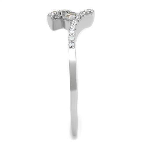Alamode Rhodium Brass Ring with AAA Grade CZ in Clear - Alamode - Flyclothing LLC