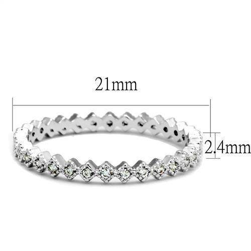 Alamode Rhodium Brass Ring with AAA Grade CZ in Clear - Alamode - Flyclothing LLC