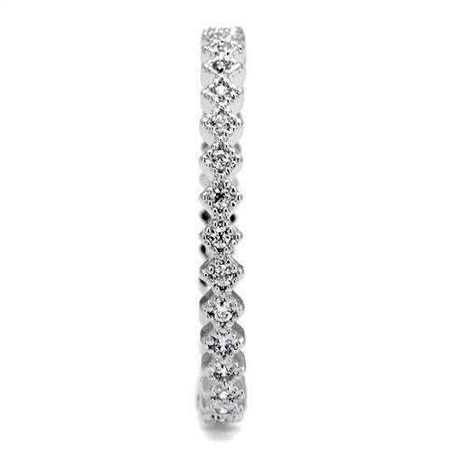 Alamode Rhodium Brass Ring with AAA Grade CZ in Clear - Alamode - Flyclothing LLC