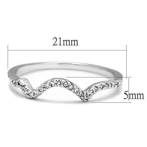 Alamode Rhodium Brass Ring with AAA Grade CZ in Clear - Alamode - Flyclothing LLC
