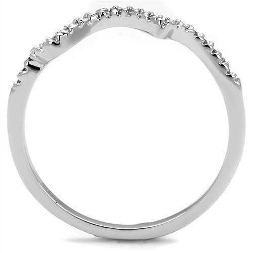 Alamode Rhodium Brass Ring with AAA Grade CZ in Clear - Alamode - Flyclothing LLC
