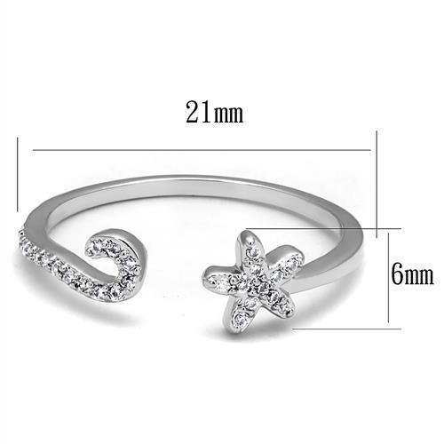 Alamode Rhodium Brass Ring with AAA Grade CZ in Clear - Alamode - Flyclothing LLC