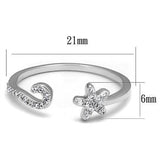 Alamode Rhodium Brass Ring with AAA Grade CZ in Clear - Alamode
