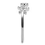 Alamode Rhodium Brass Ring with AAA Grade CZ in Clear - Alamode