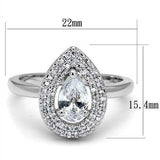 Alamode Rhodium Brass Ring with AAA Grade CZ in Clear - Alamode - Flyclothing LLC