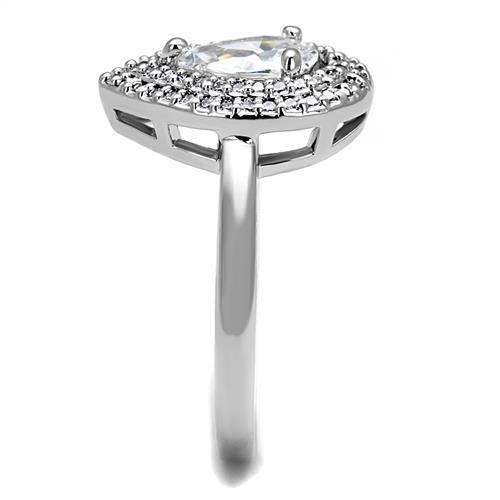 Alamode Rhodium Brass Ring with AAA Grade CZ in Clear - Alamode - Flyclothing LLC