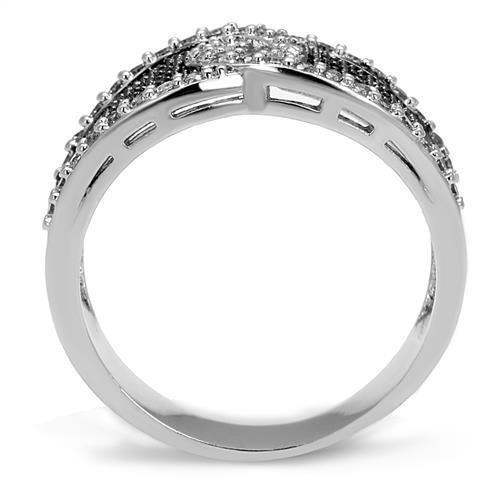 Alamode Rhodium + Ruthenium Brass Ring with AAA Grade CZ in Ruby - Alamode - Flyclothing LLC