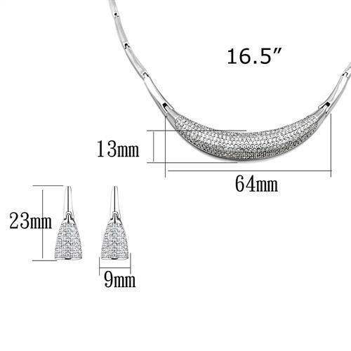 Alamode Rhodium Brass Jewelry Sets with AAA Grade CZ in Clear - Alamode - Flyclothing LLC