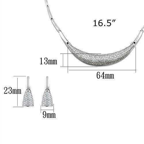 Alamode Rhodium Brass Jewelry Sets with AAA Grade CZ in Clear - Alamode - Flyclothing LLC