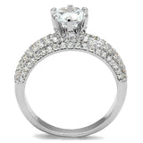 Alamode Rhodium Brass Ring with AAA Grade CZ in Clear - Alamode - Flyclothing LLC