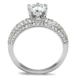Alamode Rhodium Brass Ring with AAA Grade CZ in Clear - Alamode