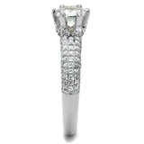 Alamode Rhodium Brass Ring with AAA Grade CZ in Clear - Alamode - Flyclothing LLC