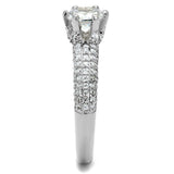 Alamode Rhodium Brass Ring with AAA Grade CZ in Clear - Alamode