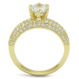 Alamode Gold Brass Ring with AAA Grade CZ in Clear - Alamode - Flyclothing LLC