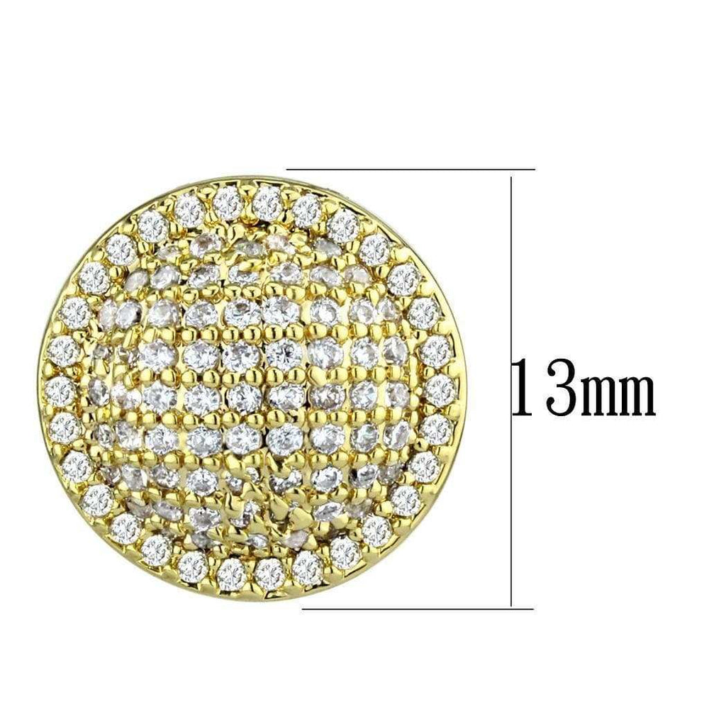 Alamode Gold Brass Earrings with AAA Grade CZ in Clear - Alamode - Flyclothing LLC
