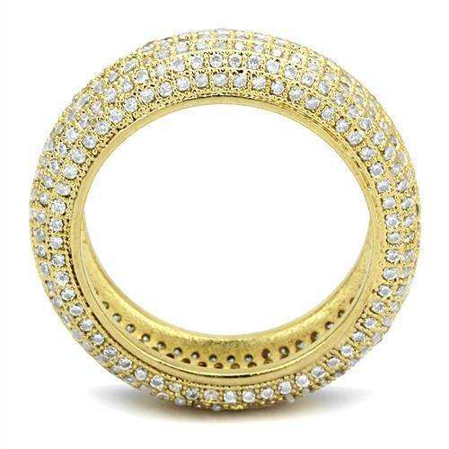 Alamode Gold Brass Ring with AAA Grade CZ in Clear - Alamode - Flyclothing LLC