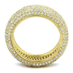 Alamode Gold Brass Ring with AAA Grade CZ in Clear - Alamode