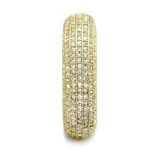 Alamode Gold Brass Ring with AAA Grade CZ in Clear - Alamode - Flyclothing LLC