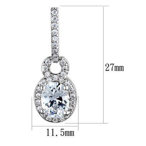 Alamode Rhodium Brass Earrings with AAA Grade CZ in Clear - Alamode - Flyclothing LLC