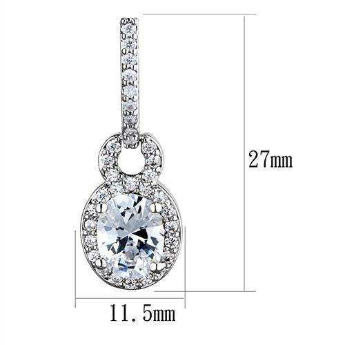 Alamode Rhodium Brass Earrings with AAA Grade CZ in Clear - Alamode - Flyclothing LLC