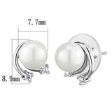 Alamode Rhodium Brass Earrings with Synthetic Pearl in White - Alamode - Flyclothing LLC